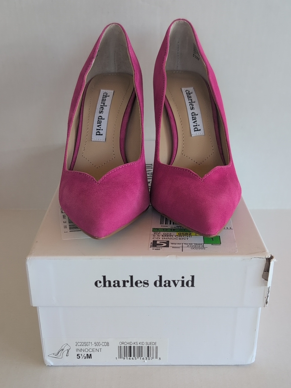 Charles David Orchid Pink Suede Pointed Toe Pumps